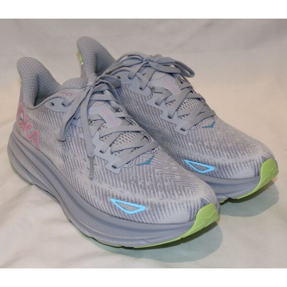 Hoka One‎ Women's Clifton 9 Running Athletic Sneakers GLLS NIB GRAY PINK - Picture 1 of 7